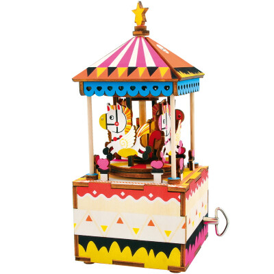 

If the state Christmas gifts children's three-dimensional wooden puzzle manual assembled music box - carousel 304