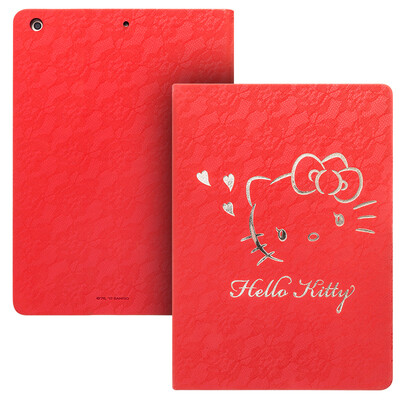 

Hello Kitty new iPad Case 97 inch cartoon shell intelligent sleeping leather lace paragraph Hello Kitty Hello Kitty
