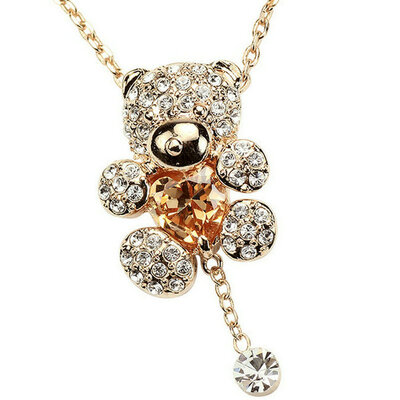 

yoursfs ® 18k rose позолоченные хрустальный медведь pandent заявление ожерелье использовать шампанское австрийского кристалл модные украшения