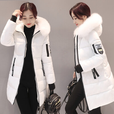 

Slim cotton clothes In the long section of large size jacket Thick hair collar down jacket