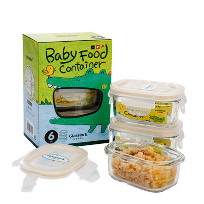 

Glasslockbaby baby food supplement box newborn storage box baby food supplement bowl glass snack bowl rectangular set children tableware 150ml3