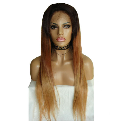 

Ombre Virgin Hair Striahgt Lace Font Wig Brazilian Human Hair Colorful 3 Tone Lace Wig With Baby Hair