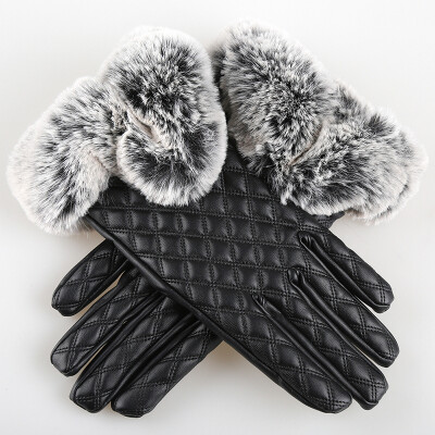 

Green source autumn&winter ladies warm plus velvet touch screen gloves outdoor sports driving ski plus velvet thick fashion warm Ling black haired mouth