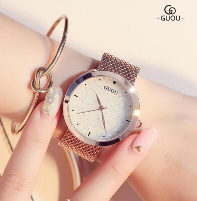 

GUOU Women Simple Watches Luxury Brand Casual Stainless Steel Quartz Watch Ladies Elegant Wristwatch