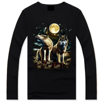 

Mens Black 3D Graphics Printed Rock Skull Pattern Long Sleeve T-Shirt Top Tee Shirt M-XXXLWolf Couple