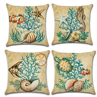 

Ocean Park Cotton Linen Theme Decorative Pillow Cover Case