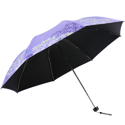 

Paradise umbrella black plastic UPF50 polyester silk spinning tri-fold ultra-light sun umbrella umbrella 31839E light purple