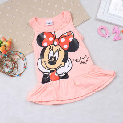 

Baby Girls Dresses Summer Clothes Cute Cartoon Mickey Print Cotton Sleeveless Children Infant Dress For Girls