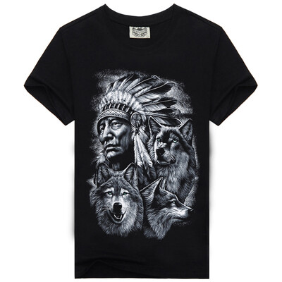 

MEN BONE 3D Personality trend T-shirt Indian chief pattern
