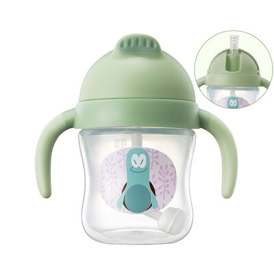 

Weilundier children sippy cups learn drinking cups baby drinking water training cup leak-proof shatter-resistant drinking cups 180ml PP green
