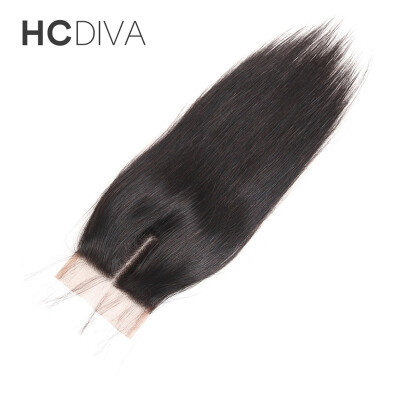 

HCDIVA 4*4 Virgin Peruvian Hair Straight Lace Closure 100% Unprocessed Virgin Human Hair Free/Middle/Three Part Lace Closures