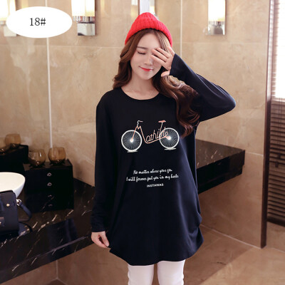 

Women Fashion Long Sleeves T Shirts Printing Loose Bottoming Tops