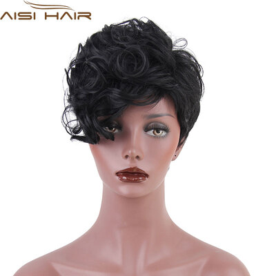 

AISI HAIR Синтетические короткие парики для пикши для черных женщин Волнистая жаропрочная прическа
