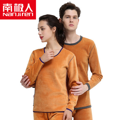 

Antarctic thermal underwear men&women cotton thickening plus cashmere thermal underwear youth middle-aged underwear suit N624D10021 10022 female black L