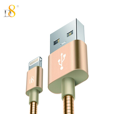 

D8 MFI certification Apple data line metal braided fast charging power cord iPhone8X 7plus 6s 6 5s charging data cable 1 m Tu Hao gold
