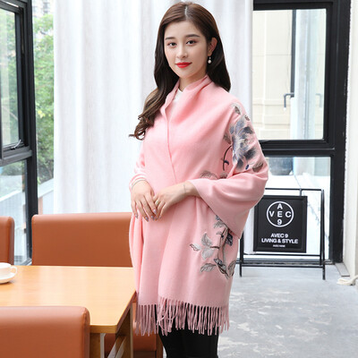 

STORY Of SHANGHAI Ladies' Woolen Scarf Thicker Embroidered Shawl Flower