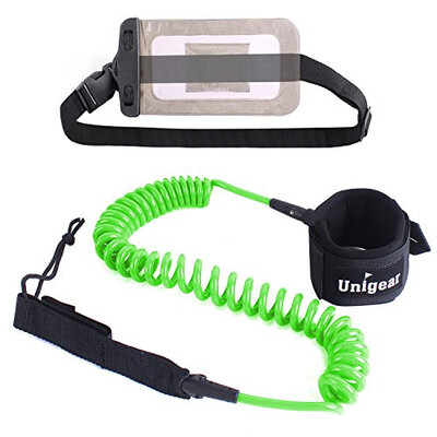 

Premium 10 SUP Leash Coiled Paddle Board Leash 11 Colors with Waterproof Wallet for Standup Paddle&Surfboard Surfing