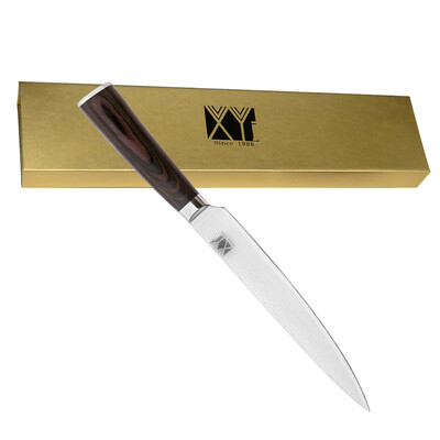 

XYJ brand Damascus knife 8 inch slicing kitchen knife Damascus pattern steel blade sharp cooking knife with gift box