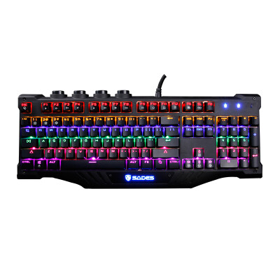 

Sades night video gaming mechanical keyboard with headphone audio U-port colorful backlight gaming keyboard Jedi eat chicken cutlery lol (black mixed light green axis