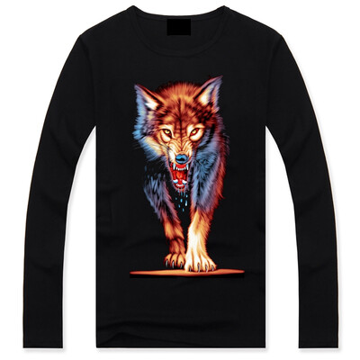 

Mens Black 3D Graphics Printed Rock Skull Pattern Long Sleeve T-Shirt Top Tee Shirt M-XXXLNight Wolf