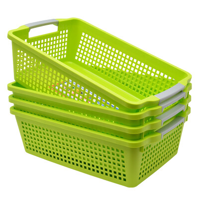 

JEKO&JEKO plastic finishing storage basket large 4 Pack toy storage basket office rack file desktop storage basket Japanese style Bai Na basket green SWB-2088