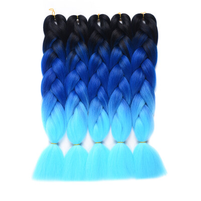 

Synthetic Jumbo Braid Hair 5pcslot High Temperature Kanekalon Fiber for Twist Braiding Hair 24" Black-rogalblue-sky blue