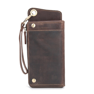 

DALFR Genuine Leather Wallet Men Vintage Clutch Bag Cowhide Card Holder Wallet Coin Purse Male Long Wallets Bags for Men 2017