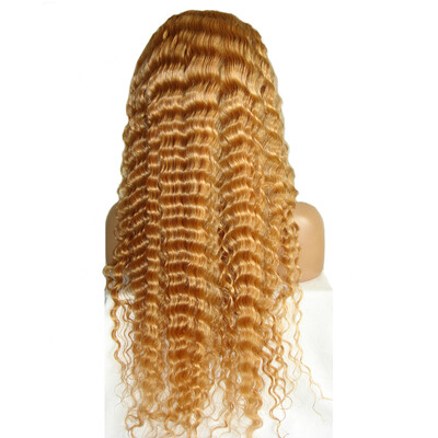 

Charming Hair Products Honey Blonde Lace Wig Peruvian Virgin Human Hair Deep Wave Full Lace Wig Pre Plucked Natural Hairline