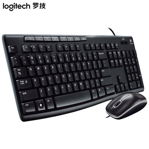 京东超市罗技（Logitech） MK200 有线键鼠套装 USB电脑多媒体键盘鼠标套装 黑色