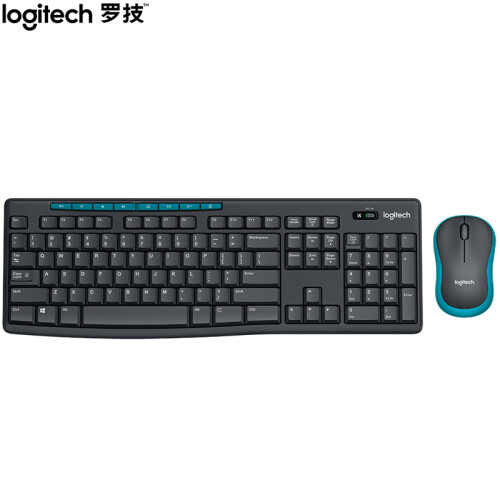 罗技（Logitech）MK275 键鼠套装 无线键鼠套装 办公键鼠套装 全尺寸 黑蓝色 自营 带无线2.4G接收器
