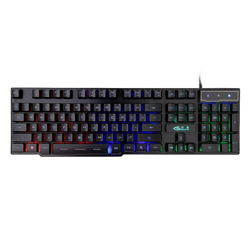 吉选（GESOBYTE）KB860彩虹版键盘 有线键盘 游戏键盘 104键 彩虹背光 仿机械手感 笔记本台式电脑键盘 黑色