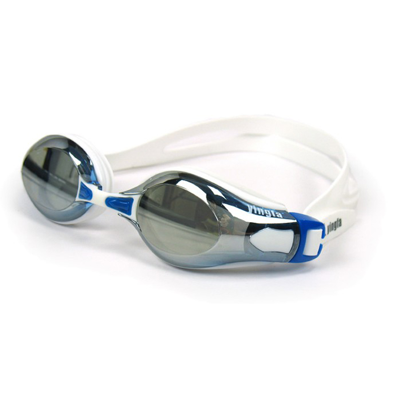 Gafas de natación galvanizadas YINGFA, impermeables y antivaho, revestimiento brillante, equipadas con tapones para los oídos con agente antivaho, montura grande clásica y cómoda Y2800M, revestimiento gris (con agente antivaho + tapones para los oídos)