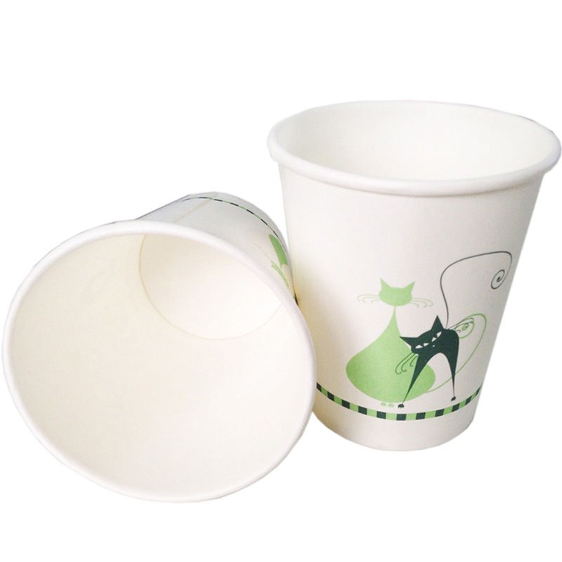 Jiecheng disposable cup thickened paper cup 250ml fashionable cat pattern 60 pieces