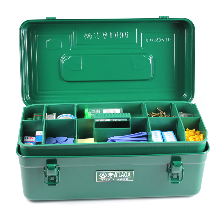LAOA (LAOA) Hardware Household Tool Box Storage Box Car Thickened Iron Box Square 14 Iron Box with Compartment LA113114