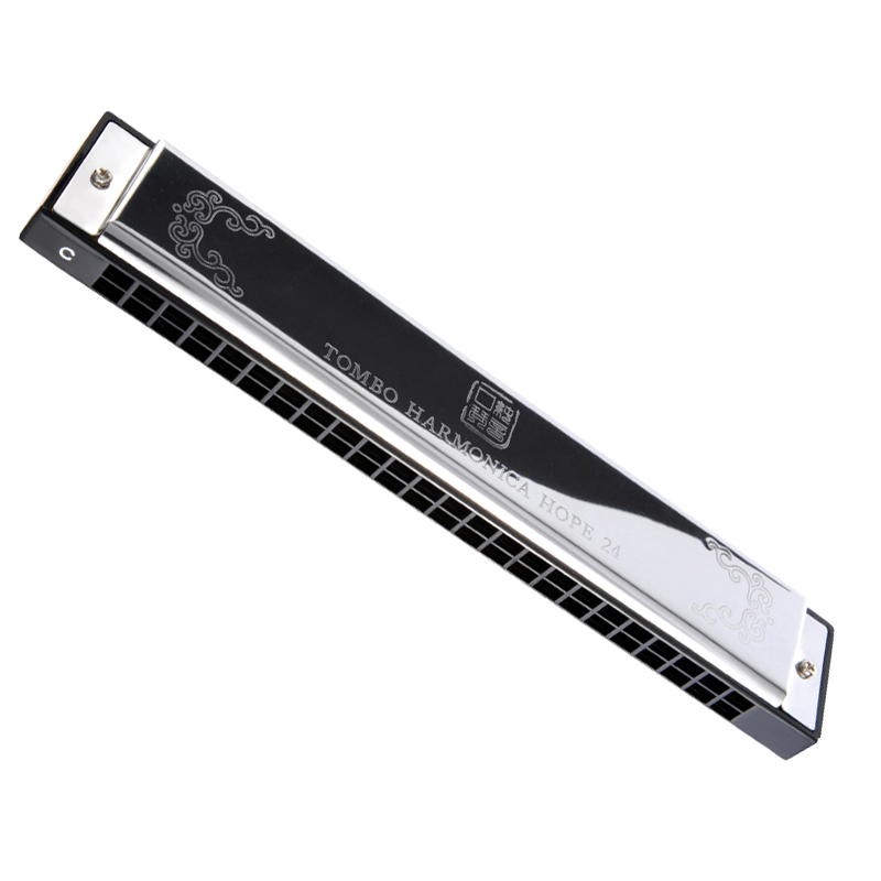 Tombo (Tombo) Japonais Cherry Pure Tone Pure Harmonica for Beginners 'Introduction to Advanced Teaching Advanced Performance Polonica Performance 6624p à 24 trous - Sac de carte Tombo