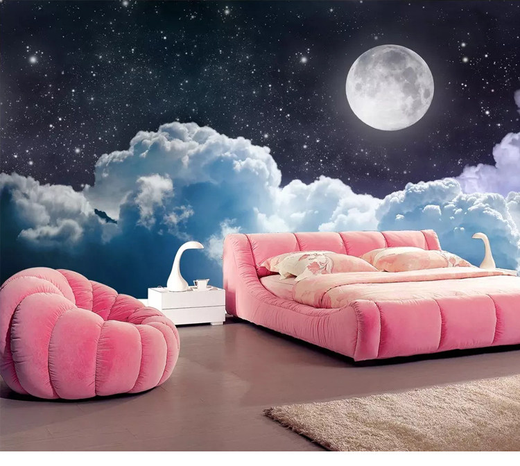 儿童房宇航员墙纸3d梦幻星空背景墙布8d卡通太空男孩卧室壁画慧 【整