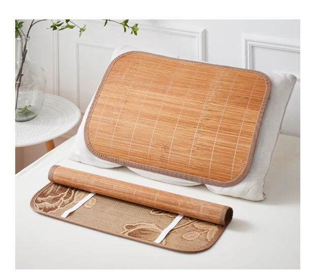 凉席枕套夏天碳化枕头套披片枕片枕席凉席枕披光滑枕头席子单个凉席竹