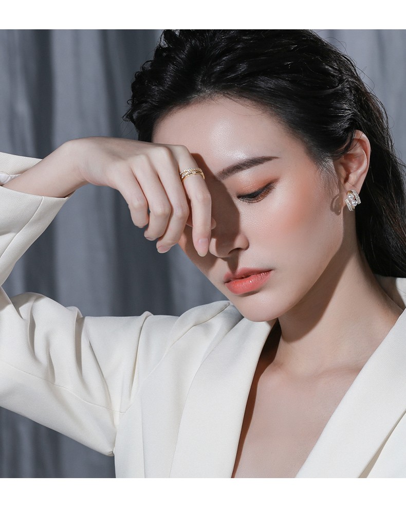 chormkewon奢侈品戒指女时尚多层叠戴ins潮开口可调节戒指食指指环