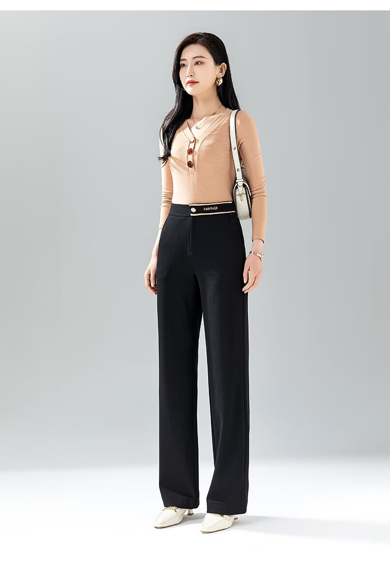 梦舒雅女裤阔腿裤女2022年早春高腰休闲女裤垂感显瘦百搭拖地直筒长裤