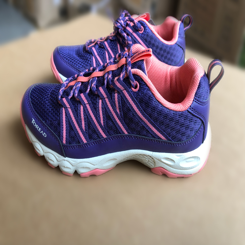 探路者户外女款登山徒步鞋运动鞋透气耐磨防滑户外鞋桑紫色珊瑚粉36