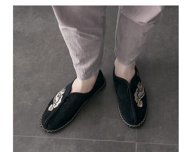 渔夫鞋男中国风男鞋唐装汉鞋秋季鞋子男潮鞋韩版一脚蹬懒人豆豆鞋灰色