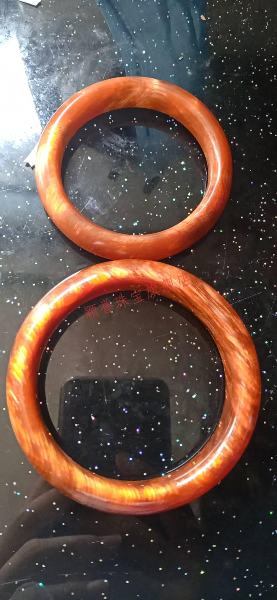 颖誉 琥珀木制手镯东北网红松明子把件原料沉香满油全透闪电纹女生 62