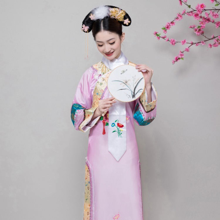 清朝服装女古装还珠格格旗服公主宫皇后甄嬛传服饰旗袍大码宫廷红色带