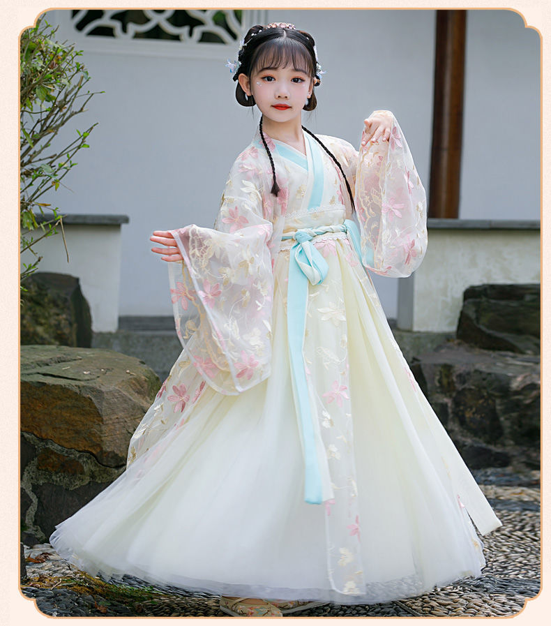 咕咕爱 儿童汉服女童汉服春秋中国风3-16岁儿孩古装汉服超仙古代公主