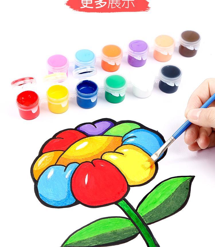 婕染12色数字油画丙烯颜料幼儿园儿童diy涂鸦石膏娃娃防水颜料ab款12