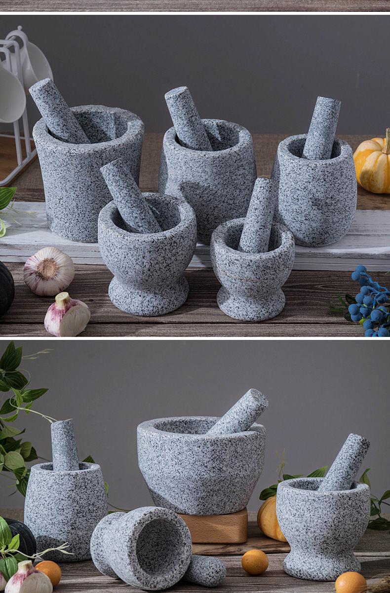 皆用天然石头捣碎器石臼捣碎器食物研磨器手动捣蒜器家用花岗岩压蒜泥