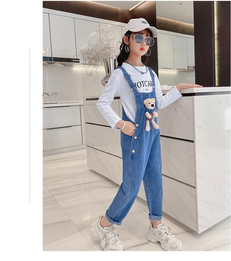 儿童背带裤女童春秋款长裤中大童9-12岁小学生女孩子宽松休闲裤2022年