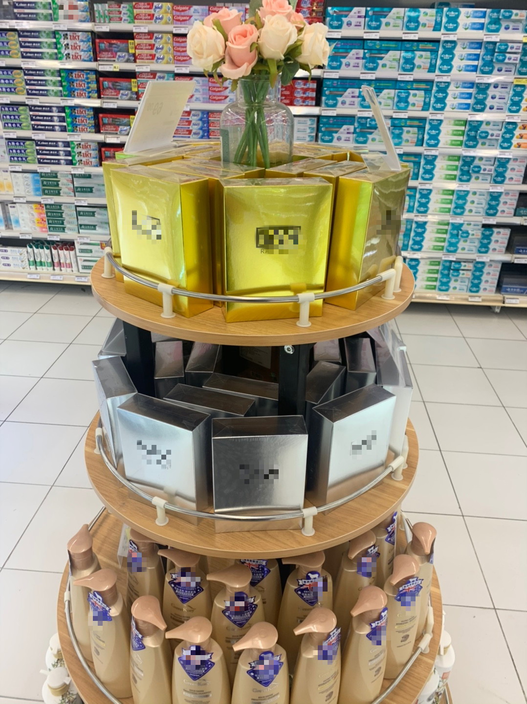 木质超市堆头便利店产品展示柜陈列柜钢木结构药店货架中岛柜货柜圆形