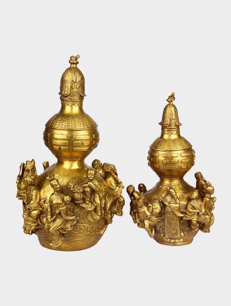 礼亿源纯铜八仙过海葫芦摆件大号铜开盖葫芦空心葫芦工艺品开业礼品