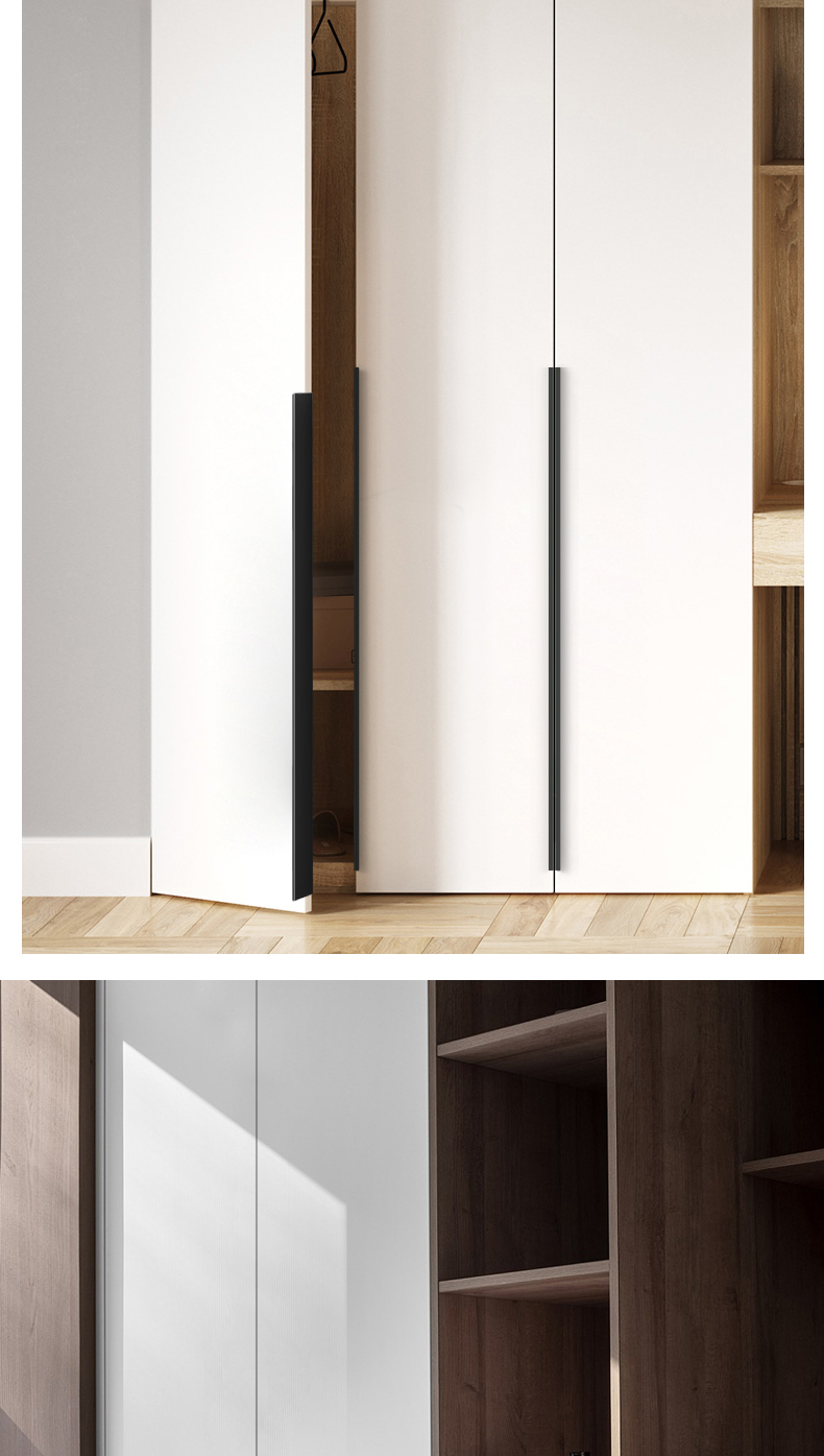 衣柜拉手隐形黑色一门到顶全屋定制极简弧形通体橱柜简约柜门 拉丝金